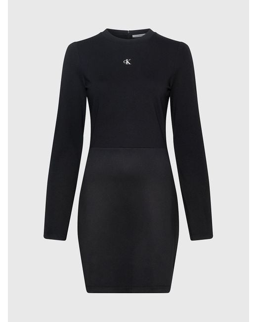 Calvin Klein Black Milano Jersey Long Sleeve Dress