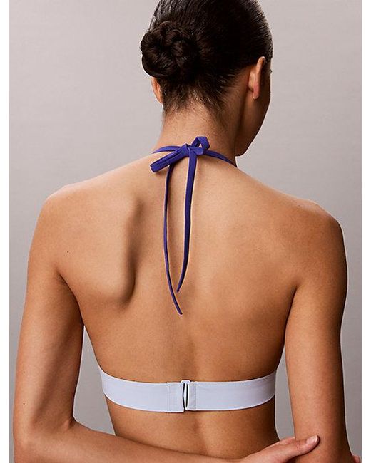 Calvin Klein Halter Triangel Bikinitop in het Multicolor