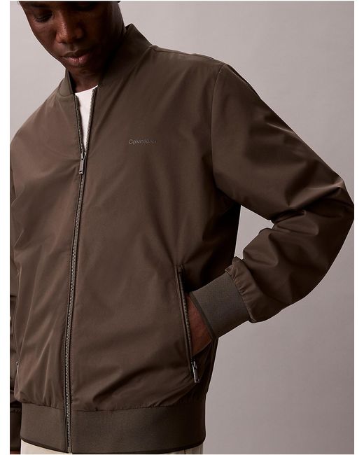 Calvin Klein Brown Tipped Matte Bomber Jacket for men