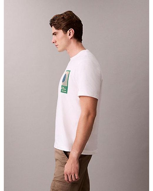 Calvin Klein White Block Logo Graphic Tee for men