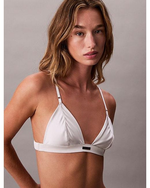 Calvin Klein Multicolor Unlined Triangle Bra Signature Satin