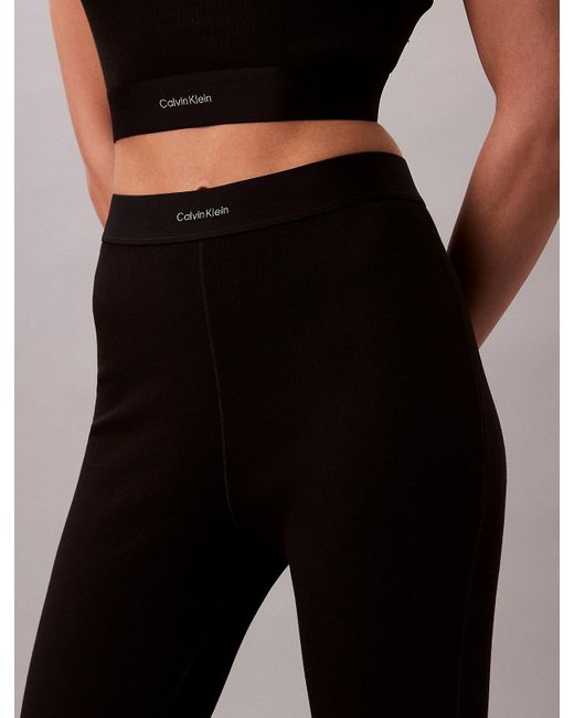 Calvin Klein Black Ribbed Cotton Lounge Leggings