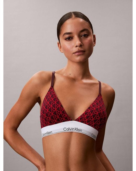 Calvin Klein Red Lightly Lined Triangle Bralette