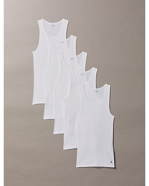 Calvin Klein White 5 Pack Tank Tops for men
