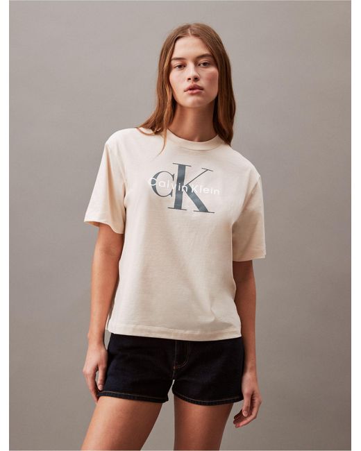 Calvin Klein Multicolor Monogram Logo Boxy Crewneck T-shirt