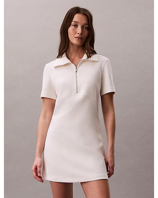 Calvin Klein Multicolor Jeans Short Sleeve Zip Collar Mini Dress
