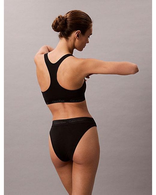 Calvin Klein Black High Leg Tanga Icon Cotton Modal