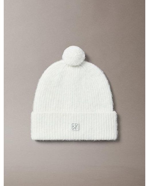 Calvin Klein Multicolor Wool Blend Emblem Logo Pom Pom Beanie for men