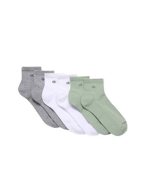 Calvin Klein Green Basic Cushion Quarter 6-Pack Socks for men