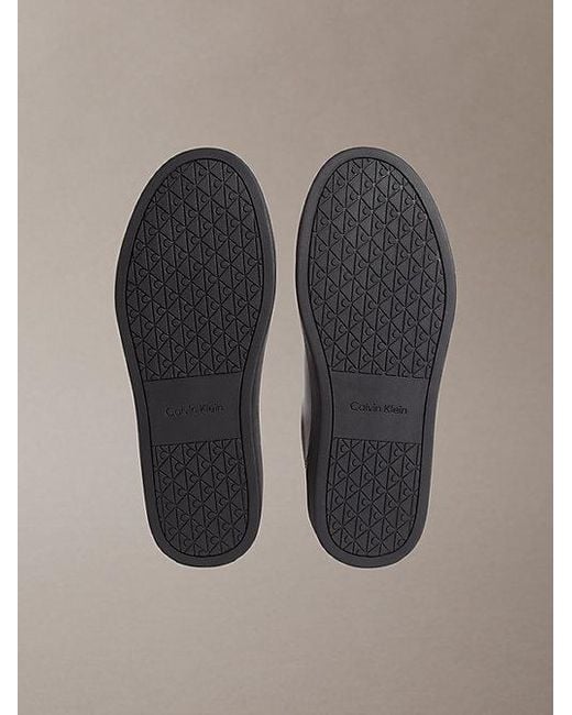 Calvin Klein Gray Jeans Ck Baseline Leather Signature Trainers for men