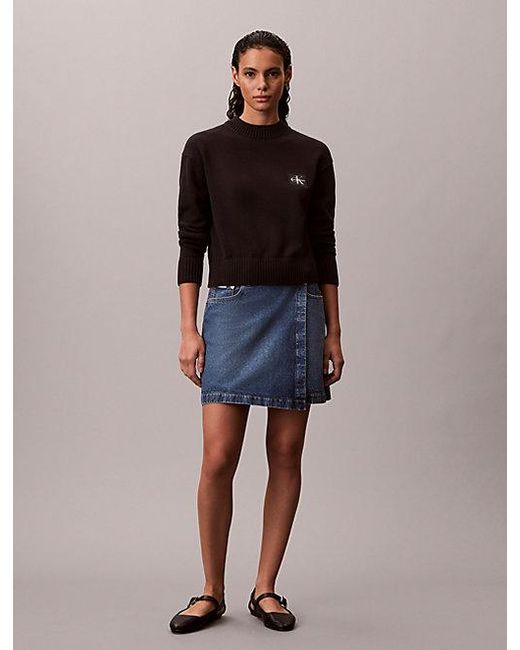 Calvin Klein Black Jeans Cotton Knit Badge Jumper