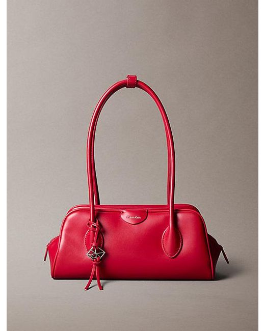 Calvin Klein Red Emblem Logo Shoulder Bag