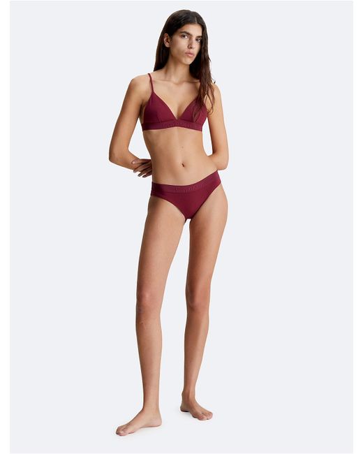 Calvin Klein Red Core Tonal Triangle Bikini Top