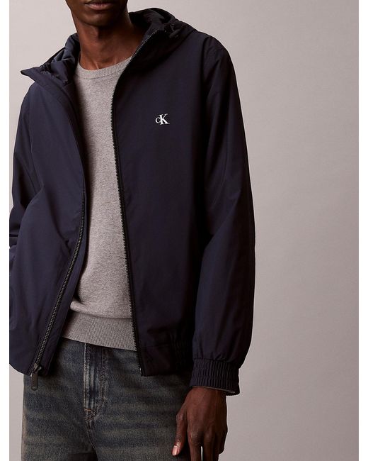Calvin Klein Blue Hooded Ripstop Jacket for men