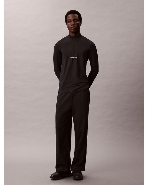 Calvin Klein Black Performance 1/4 Zip Long Sleeve Gym T-Shirt for men