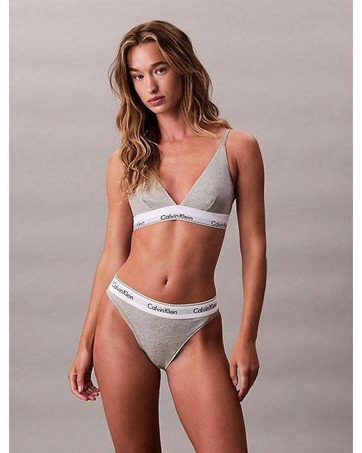 Calvin Klein Brown Unlined Triangle Bralette Icon Cotton Modal
