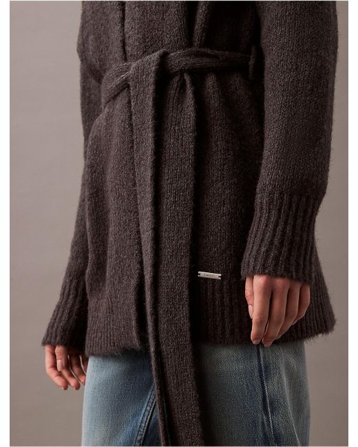 Calvin Klein Brown Brushed Wool Blend Cardigan