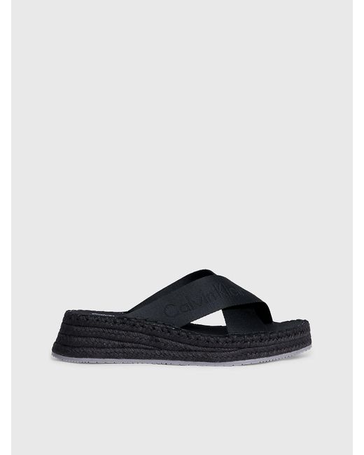 Calvin Klein Black Espadrille Wedge Sandals