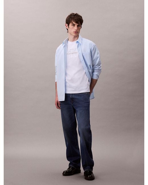 T-Shirt Con Monogramma Dal Taglio Relaxed di Calvin Klein in Purple da Uomo