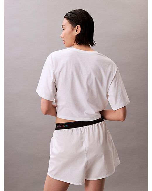 Calvin Klein Korte Pyjamabroek Van Poplinkatoen in het White