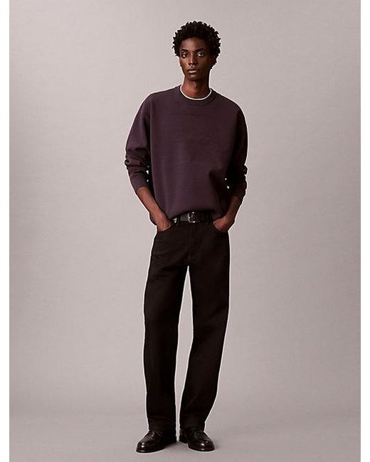 Calvin Klein Purple Jeans Logo Graphic Relaxed Jumper for men