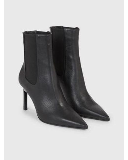 Calvin Klein Leren Stiletto Chelsea Boots in het Black