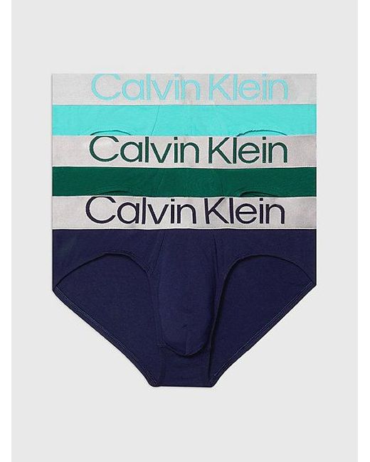 Calvin Klein 3er-Pack Slips - Steel Cotton in Blue für Herren
