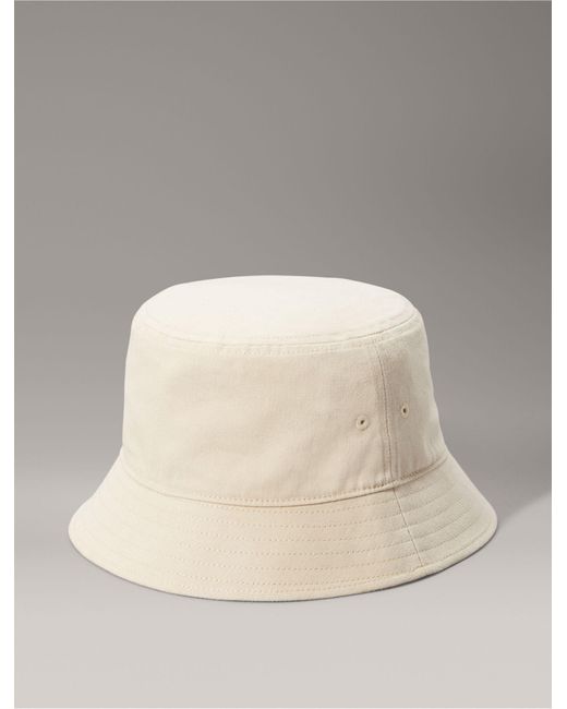 Calvin Klein Natural Embroidered Monogram Logo Twill Bucket Hat for men