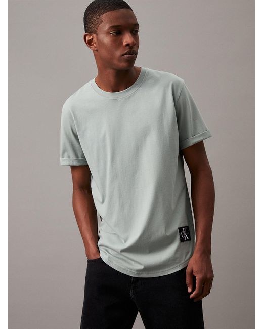 Calvin Klein Gray Cotton Badge T-shirt for men