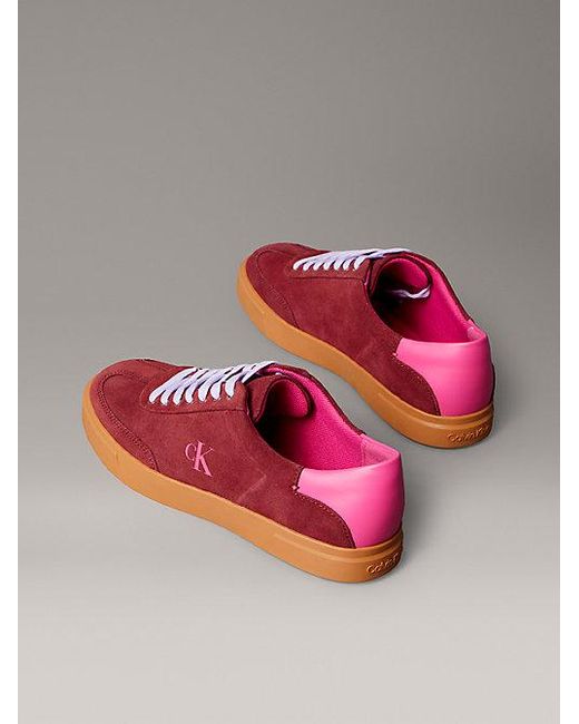 Calvin Klein Red Suede Signature Logo Trainers