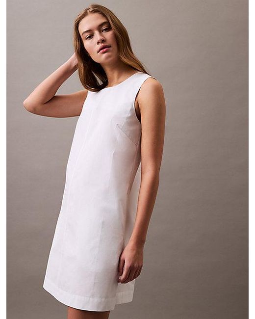 Calvin Klein Natural Jeans Sleeveless Cotton Poplin Mini Dress