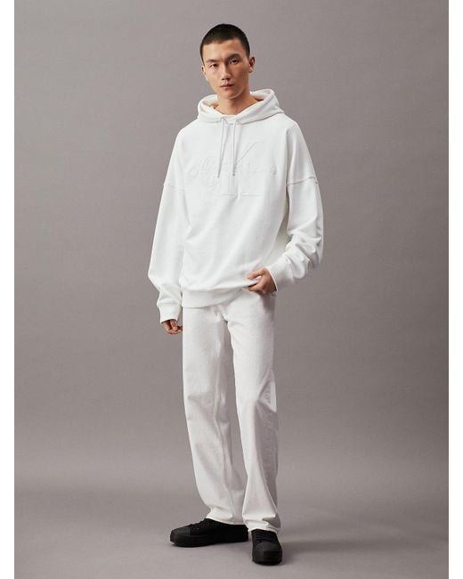Calvin Klein Gray Oversized Monogram Hoodie for men