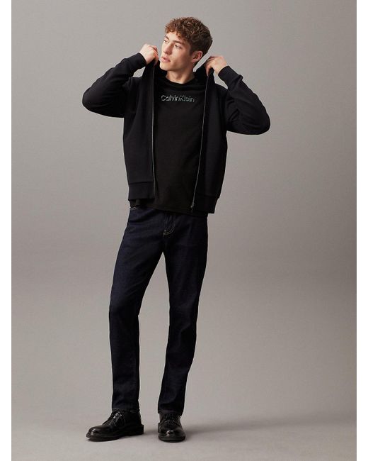 Sweat à capuche zippé en coton Calvin Klein pour homme en coloris Black