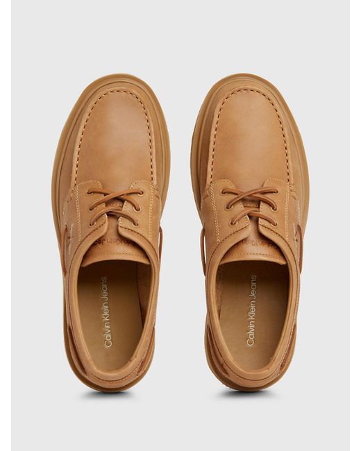 Calvin Klein Brown Leather Hybrid Lace-up Shoes for men