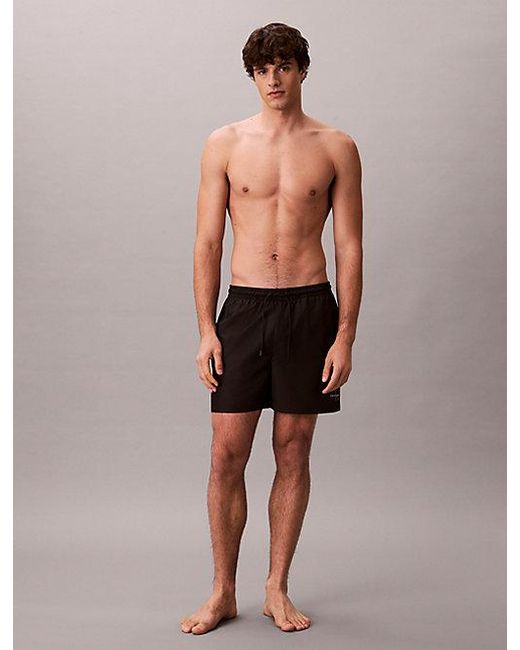 Calvin Klein Black Medium Drawstring Swim Shorts Ck Monogram for men
