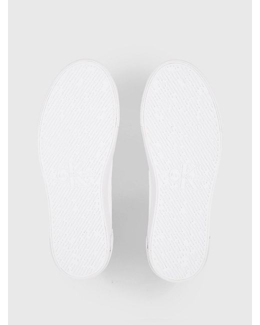Calvin Klein White Recycled Canvas Platform Trainers