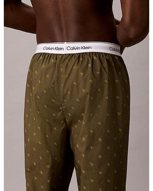 Calvin Klein Brown Pyjama Pants Cotton Poplin for men