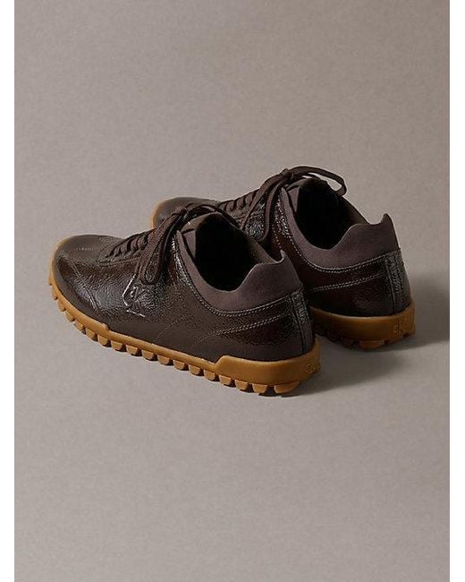 Calvin Klein Brown Shiny Organza Runner Trainers