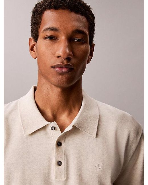Calvin Klein Natural Supima Cotton Knit Polo Shirt for men