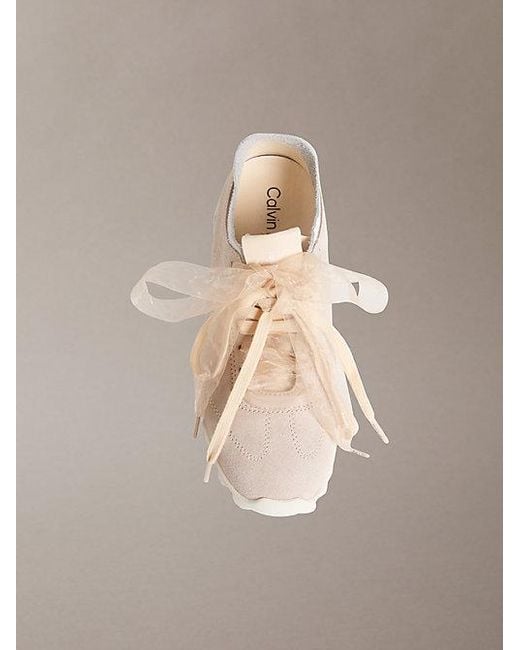 Calvin Klein Pink Suede Organza Runner Trainers