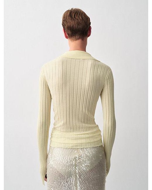 Calvin Klein White Amber Ribbed Polo Jumper