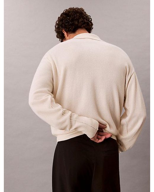 Calvin Klein Natural Cashmere Polo Jumper for men