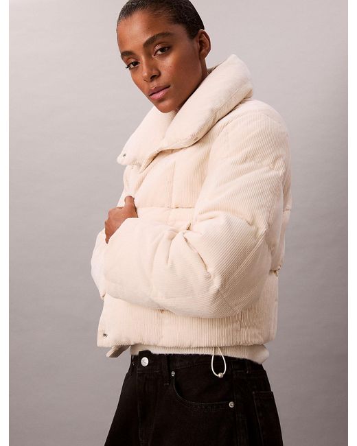 Calvin Klein Natural Corduroy Down Puffer Jacket