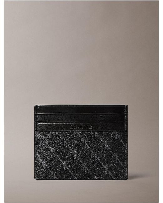 Calvin Klein Gray Textured Monogram Card Case for men