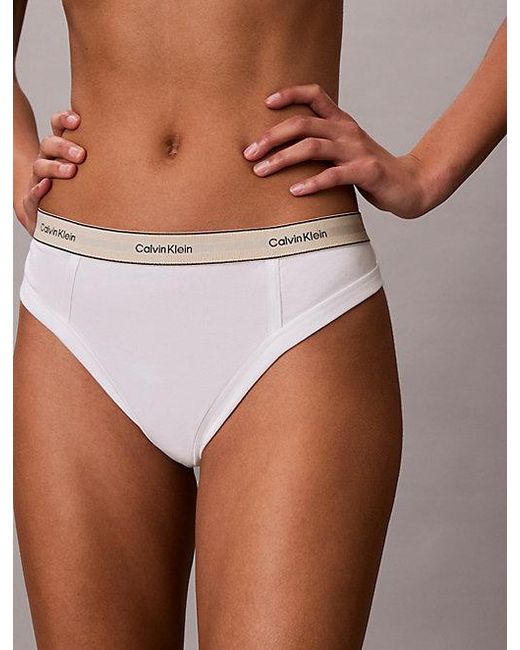 Calvin Klein White Thong Heritage Cotton Stretch