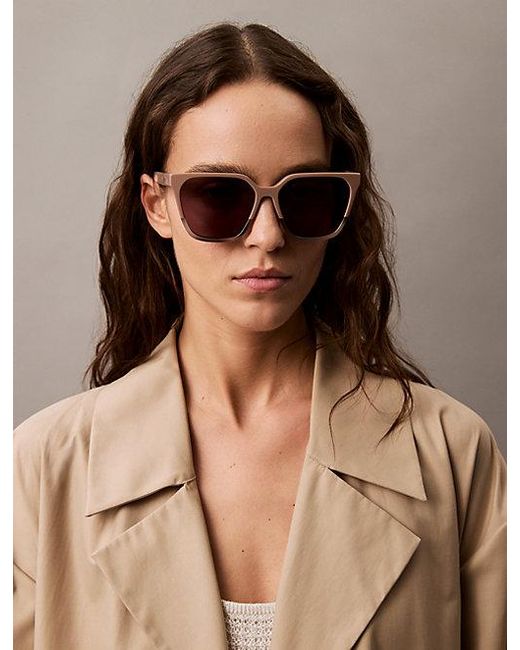 Calvin Klein Gray Modified Rectangle Sunglasses