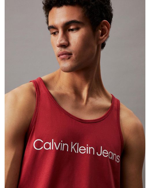 Calvin Klein Red Logo Tank Top for men