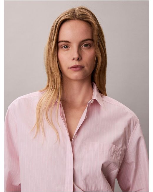 Calvin Klein Pink Calvin Klein Cotton Poplin Boxy Button-Down Shirt