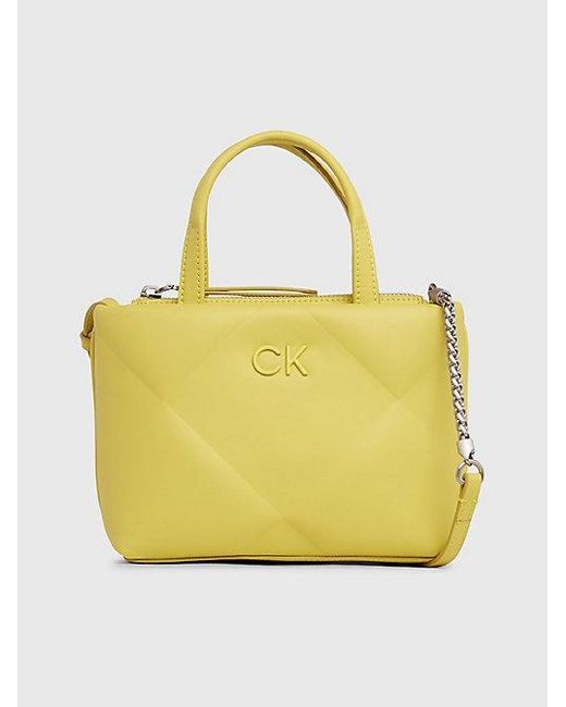 Calvin Klein Yellow Gesteppte Mini-Crossbody-Tote-Bag