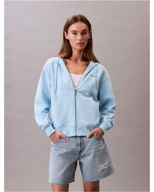 Calvin Klein Women's Blue Monogram Zip Up Hoodie